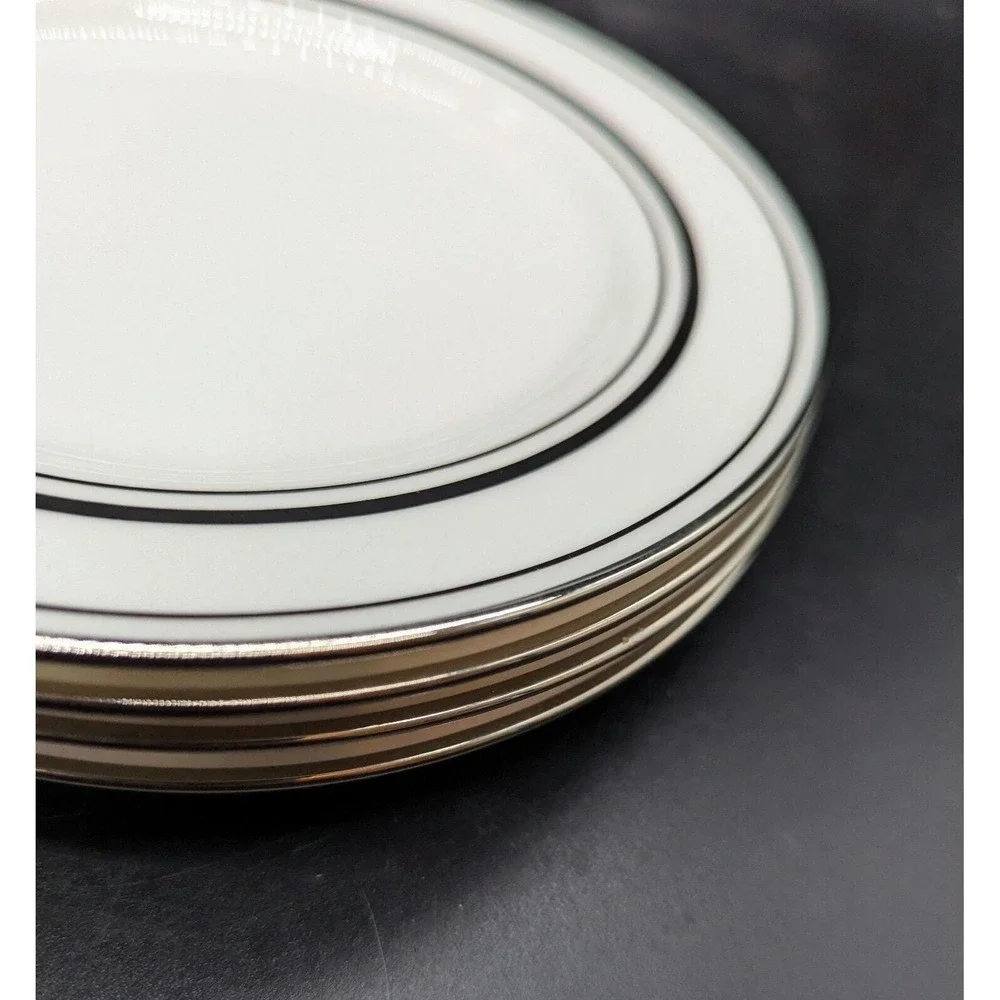 Set Of 4 Lenox Kate Spade Library Lane Platinum Bread Butter  Plate 6.25